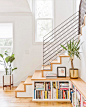 Audrey Crisp on Instagram: “I LOVE these stairs/modern railing! How cool is that stair that turns into a shelf?  By: @brittnimehlhoff”