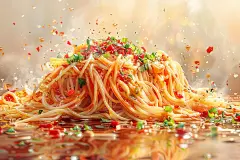 番茄汁意大利面美食插图插画