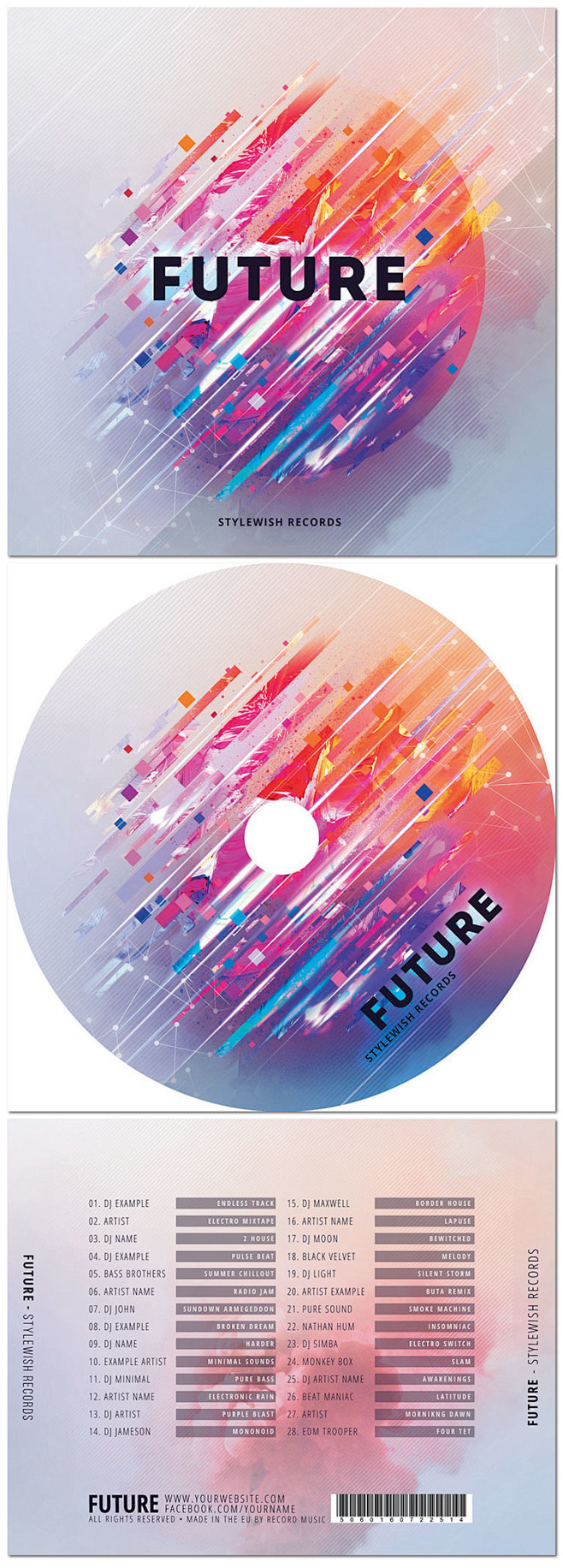 抽象艺术未来科技风音乐CD光盘封面目录展...