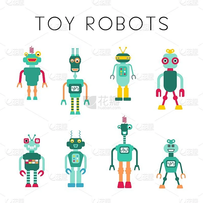 Toy robots - vector robot collection素材-花瓣网