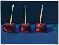 韦恩‧第伯（1920年生） 《三个糖苹果》，30.5 x 40.6 cm.，1999年作。此作于2018年5月18日佳士得纽约以3,852,500美元成交。艺术作品：© 2020 Wayne Thiebaud / Licensed by VAGA at Artists Rights Society (ARS), NY