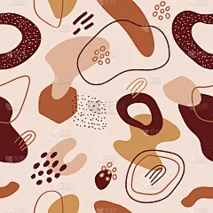 矢量无缝图案抽象各种形状和线条在平面风格