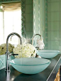 Ah, it’s a beautiful morning – Time to Rise and Shine. I love the serene, spa feel of my blue glass vessel bowls atop my custom sink chest. I always wanted to wake up to the smell of Fresh Flowers from my Garden, yes indeed – it’s a beautiful morning.