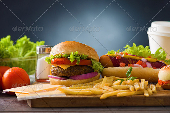 fast food hamburger,...
