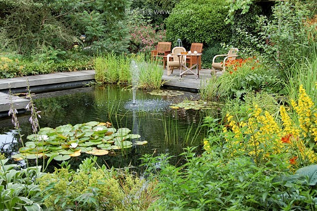 别墅庭院景观集锦小池塘高清意向图景观前线wwwinlacn