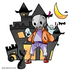 恐怖鬼怪幽灵插画图片png免抠元素卡通手绘背景装饰免扣图片