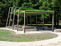 Pecan Grove Park Pavilion | GFF | Archinect :  Nestled in the shelter of a grove of mature pecan trees, the complex geometry of this picnic shelter provides the small structure with a sense of dynamic animation. The design consists of a series of steel st