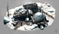 Frostpunk - resource & building concepts, Jakub Kowalczyk : Artworks were made in the days when Frostpunk was still lacking a well-defined survival context, and it was perfectly normal for a worker to punch rocks with a pickaxe at -60C degrees! 

No 3