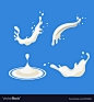 其中包括图片：Set of milk splash for product logo design vector image on VectorStock