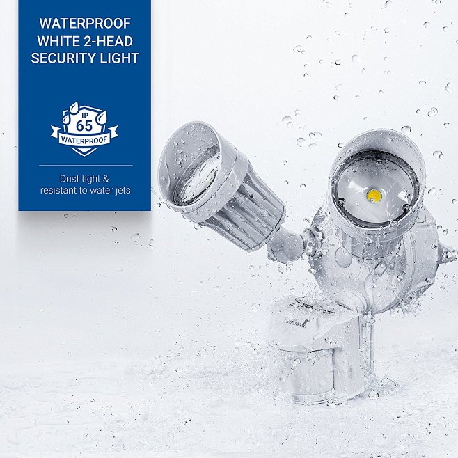 Hyperikon LED Security Light 20W, 2 Head, White, Infrared Motion Sensor