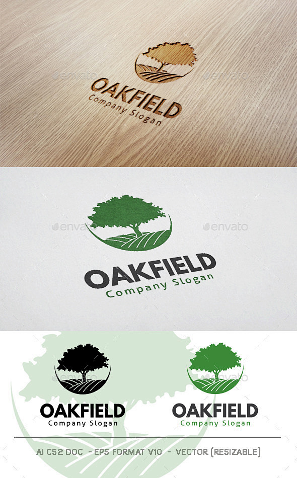 橡树字段标志——自然标志模板Oak Field Logo - Nature Logo Templates精品、品牌、品牌、业务、资本、公司 ...