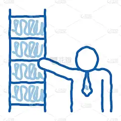人类楼梯涂鸦图标手绘插图