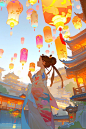 ai绘画mj niji5梦回长安夏夜