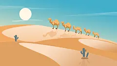 扁平风手绘风景插画模版