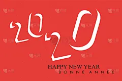 2020,活力,贺卡,简单,时髦的,商务,新年,华丽的,焦点,法国