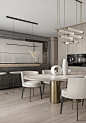 Magnificent Modern Marble Interior With Metallic Accents : Marble feature walls, wood effect wall panels, and textured glass shape the luxurious decor of a modern interior. Featuring walk-in wardrobes & bespoke storage.