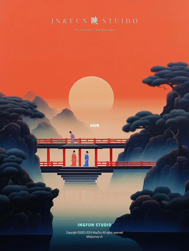 新国风极简插画｜秋月