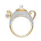 Helen de Lete Alice's Adventures in Wonderland 925 Sterling Silver Open Ring Tea Pot Ring-size 6