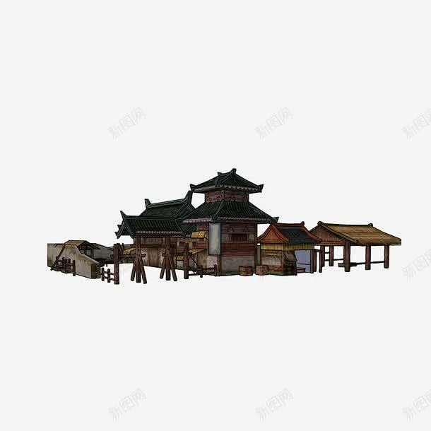客栈效果图高清素材 占地面积大的客栈 古代商铺 古代客栈效果图 元素 免抠png 设计图片 免费下载-花瓣网