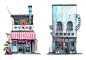 Left: Yamane meat shop from Nippori district / Right: Tsuruya (former) tailors, now retro variety shop from Jinbōchō district