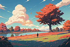 秋季秋景高清插画