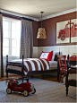 Inspiration for a timeless boy kids' bedroom remodel in Nashville with brown walls