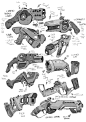 ECHO Weapons Development , Sam Drummond : A few silhouette based designs, working out primitive weaponry for the Echo world.