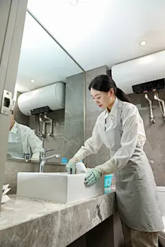 卫生间清洁整理保洁服务女性人物摄影图
