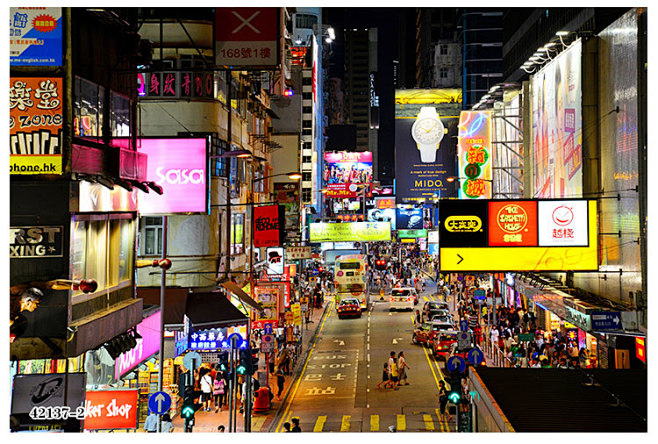 3d立体怀旧港式夜景香港街景墙纸酒楼饭店...