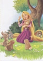 Rapunzel and her bunny rabbit friends