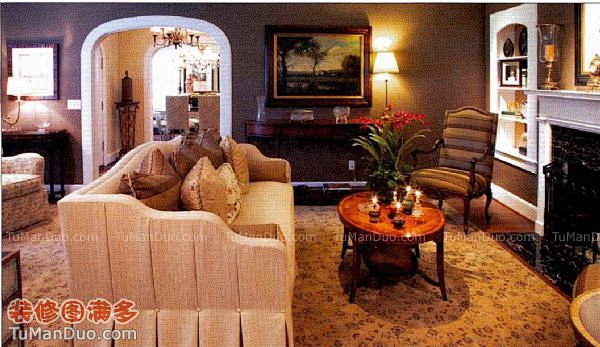 美国沙发传统起居室