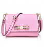 Shoulder Bag with Metal and Leather Front Detail at Style Moi