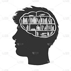 图书馆,草图,书,男人,脑部,木版画,古典式,思考,复古,绘制