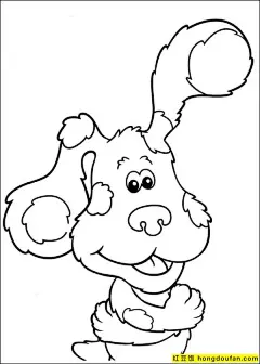 12张读书音乐唱歌派对可爱的蓝色斑点狗卡通涂色图片-红豆饭小学生简笔画大全