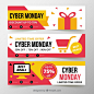Three cyber monday banners Free Vector