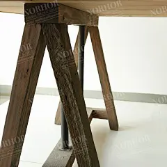 北欧表情/帕古达经典实木家具/回收松木铁艺支架餐桌/工作台-淘宝网