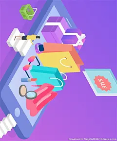 电商淘宝手机UI插图画购物banner广告毕业设计作品AI矢量分层素材-淘宝网
