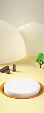 C4D场景 C4D剪纸风 C4D树木 C4D背景 C4D底座 C4D展台 C4D场景