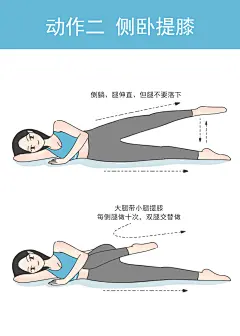 高效瘦腿动作腿部减肥健身塑形瑜伽运动  卡通手绘漫画