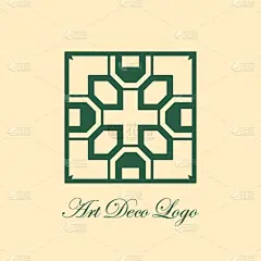 品牌名称,Art Deco风格,几何形状,华贵,直的,古董,证章,复古,花