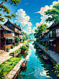 治愈插画|江南水乡,春光明媚 - 小红书