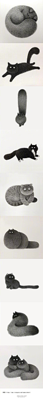 绘画 画家Kamwei Fong用针管笔画了一只喵，神形具备，可爱又软萌 ​​​​