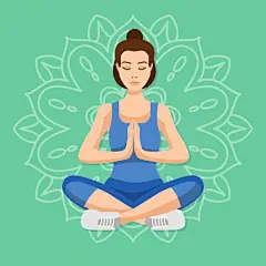 女人瑜伽冥想打坐插画矢量图设计素材