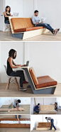 This tutorial for a DIY modern couch teaches you how to create a couch with a wood frame and leather cushions that also doubles as a desk.