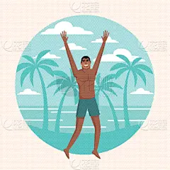 夏天,青年男人,创造力,鸡尾酒,自然,季节,男人,概念,度假,装饰