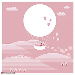 粉色梦幻热气球放飞梦想清新梦想插画 风光建筑 风景插画