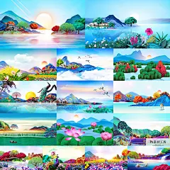 房地产广告提案PSD别墅插画手绘水彩油彩素材平面广告海报 H1230-淘宝网