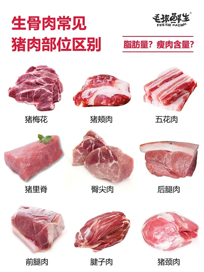 生骨肉常见猪肉各部位的区分一张图轻松看-花瓣网