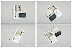 4款DL传单名片铅笔模型组合展示设计贴图ps样机素材模板图片
