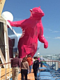 Turns out, it is a pink polar bear - http://constantine.name/turns-out-it-is-a-pink-polar-bear/ - This was one of the first things I noticed from the pier.   It is in fact a hot pink, stainless steel, polar bear. I eventually found the plaque describing t